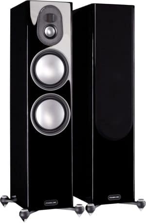 Gold 300 /Paar Stand-Lautsprecher schwarz hochglanz