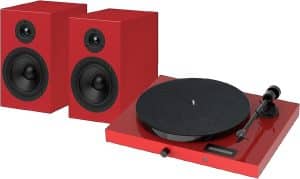 Juke Box E1 + Speakerbox 5 Hifi-System (inkl. Ortofon OM5e Tonabenehmer) hochglanz rot