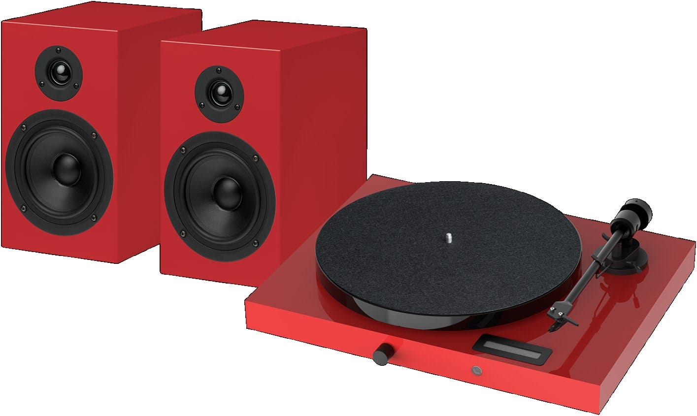 Juke Box E1 + Speakerbox 5 Hifi-System (inkl. Ortofon OM5e Tonabenehmer) hochglanz rot