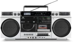 Life P66538 Boombox (MD44538) Radio-Rekorder mit CD + Kassette silber