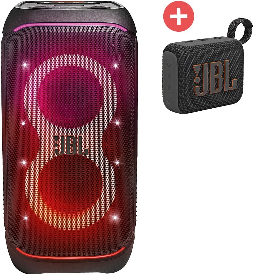 Partybox Stage 320 Party-Lautsprecher + Dein Geschenk: JBL Go-4 Bluetooth-Lautsprecher